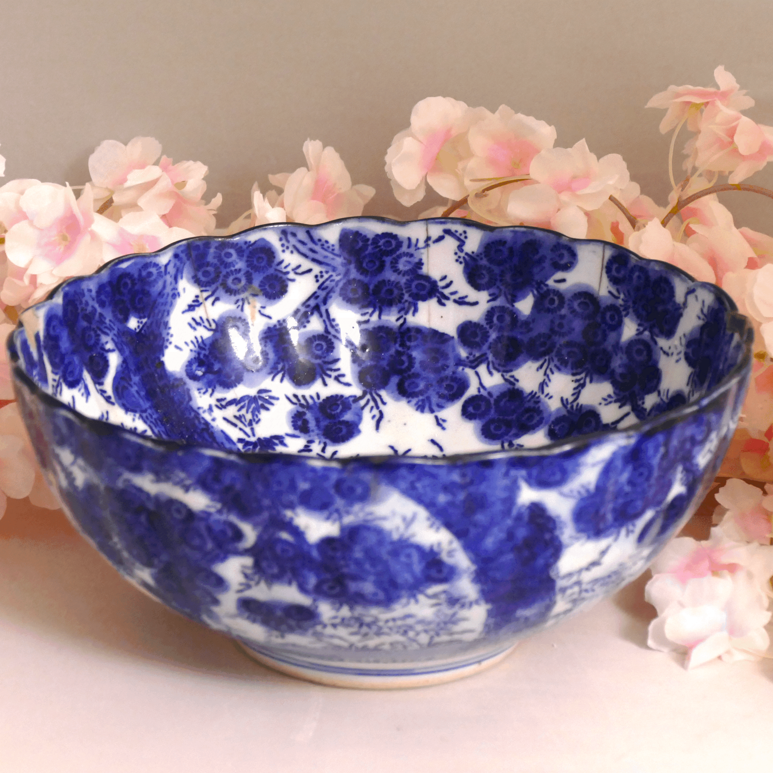 c1900 Hand Painted Scalloped Dish