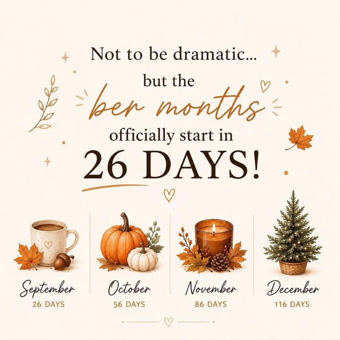 The countdown is officially on... only 26 days until the 'ber months begin! 🤎✨

Who's ready for cosy nights, warm drinks, candlelight and everything autumn? 🍁🕯️

#BerMonths #AutumnCountdown #CosySeason #HomeDecor #AutumnVibes #Candles #CosyHome #p