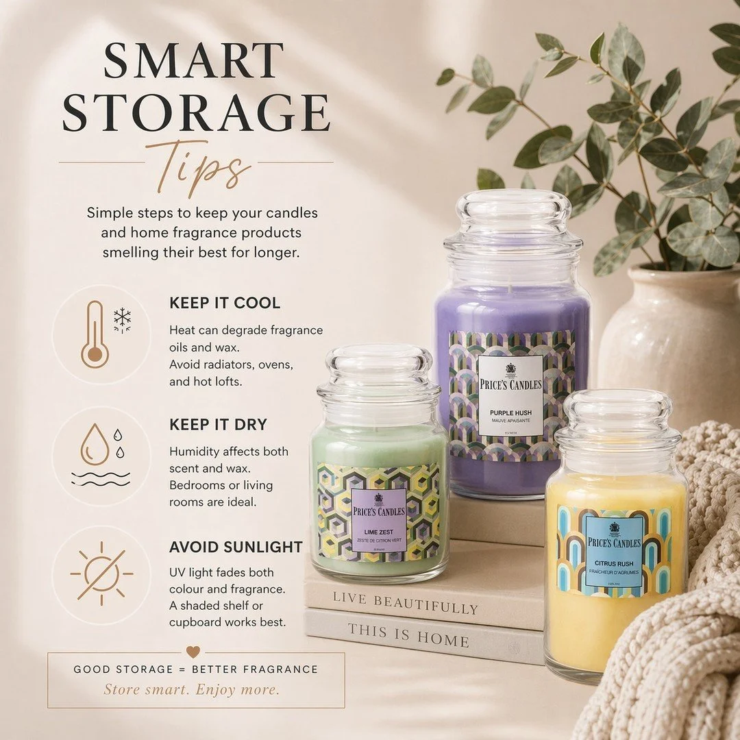 Did you know how you store your scented candles can affect how they perform? 

Heat, humidity and sunlight can all impact fragrance quality and burn time&mdash;so keeping them stored correctly makes a real difference.

🌡️ Keep it cool &ndash; avoid 