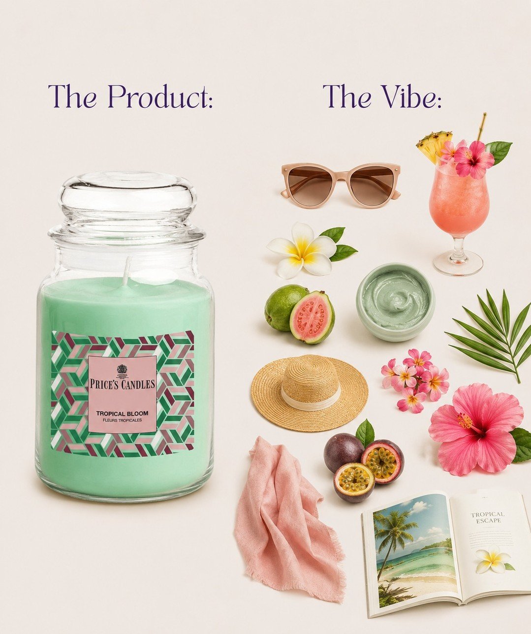 The Product. The Vibe. 🌺

Some candles don't just fragrance your home... they transport you somewhere else.

Tropical Bloom &ndash; a vibrant blend of sweet Polynesian flowers, delicate jasmine and tropical fruits, bringing a burst of exotic freshne