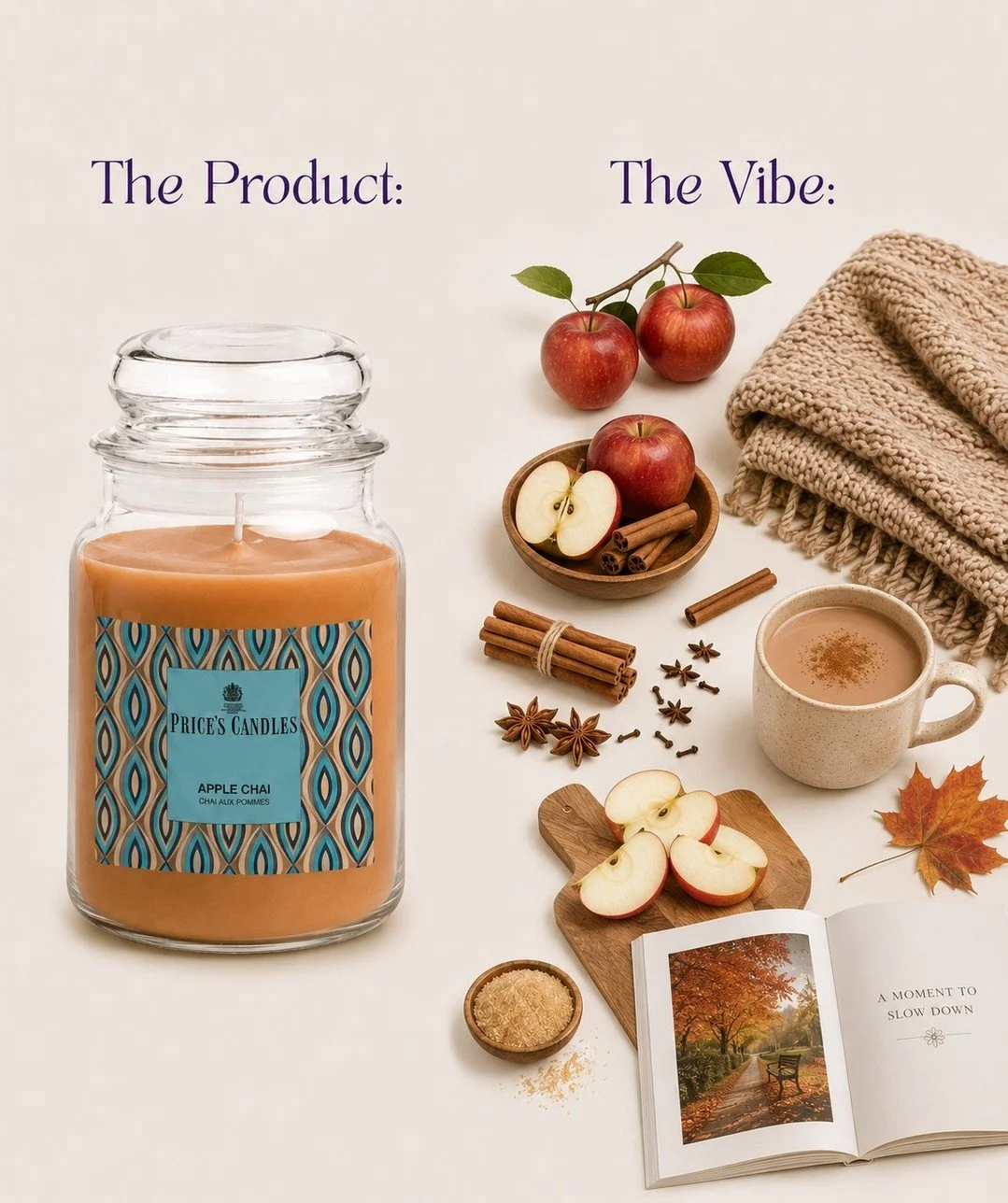 The Product. The Vibe. 

Some candles don't just fragrance your home... they make it feel like home.

Apple Chai &ndash; a comforting blend of juicy apple and warming chai spices, creating the perfect balance of sweetness and spice for those cosy aut