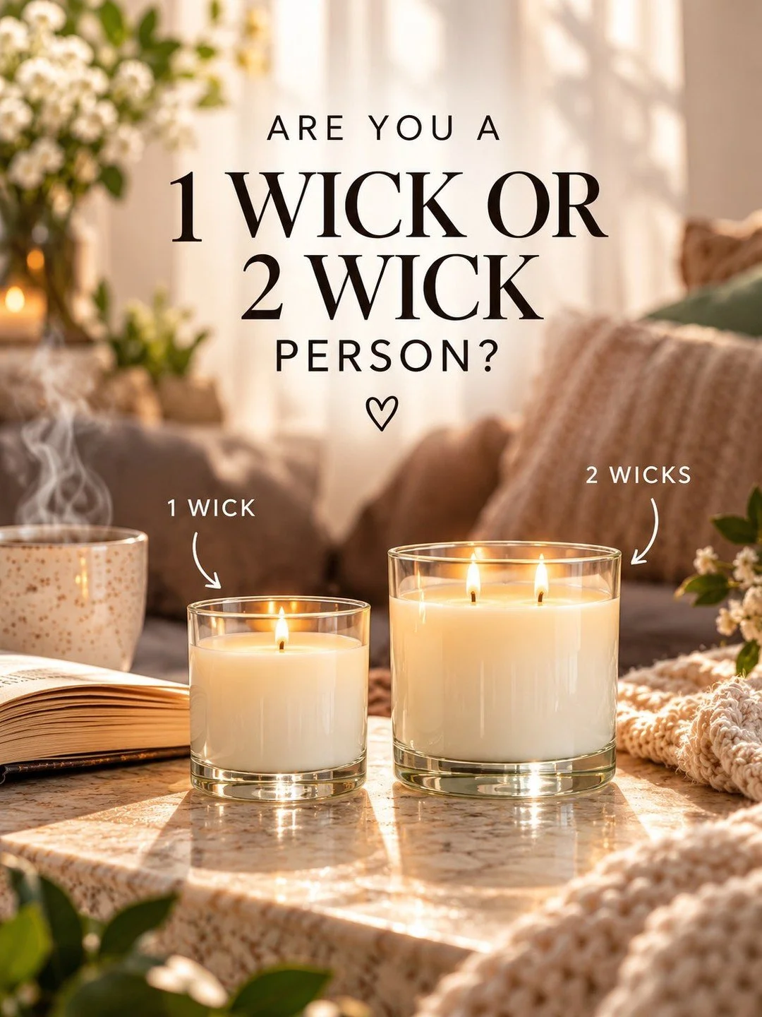Be honest... are you a one-wick kind of person, or do you believe two is always better?

Our NEW Double Wick Collection is launching soon, sometimes one little flame just isn't enough.

Which one are you choosing first?
❤️ White Flowers &amp; Violet
