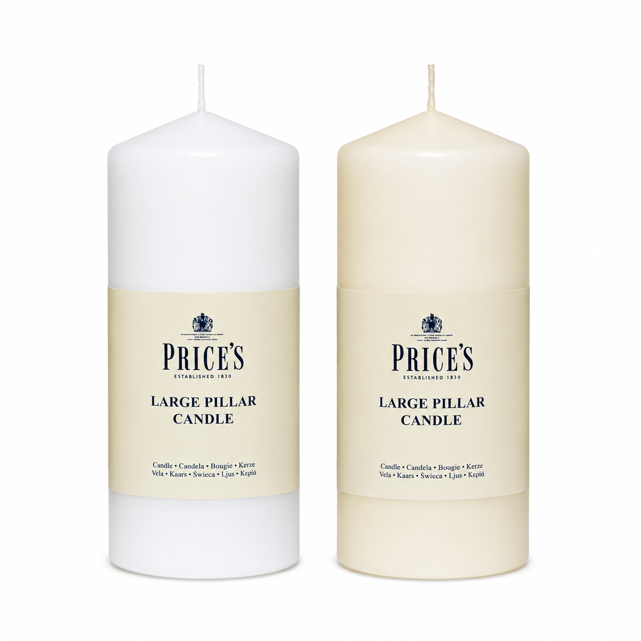 6 Inch Pillar Candle | White & Ivory