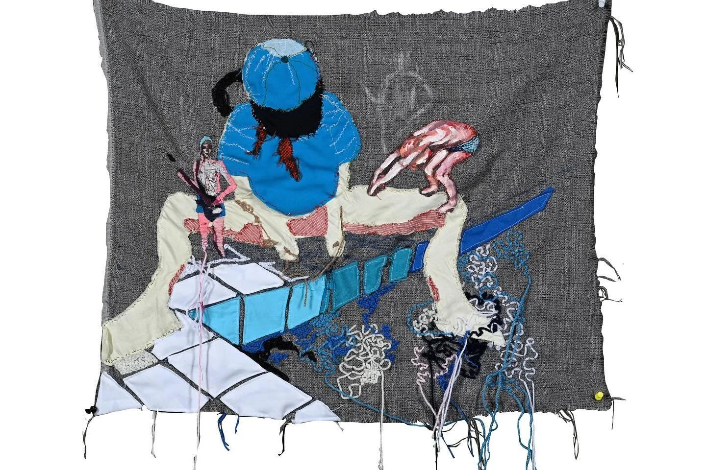 &ldquo;Papa&rdquo; 2023, Wol, stof en garen. 30 x 40 cm