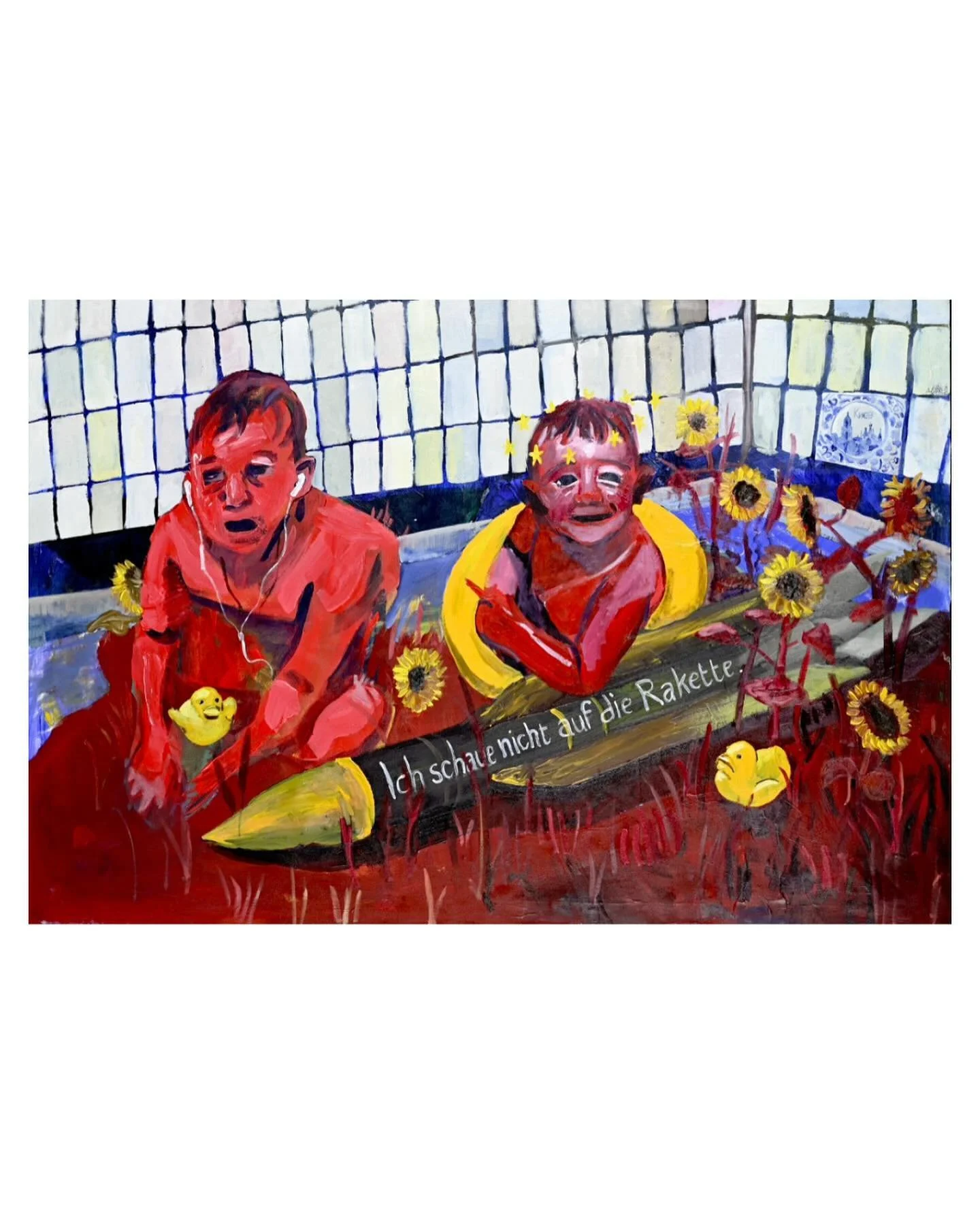 Ich schaue nicht auf die Rakette. -2024 (olie en acryl op doek) #ukraine #art #painting #waronukraine #russia #kiev