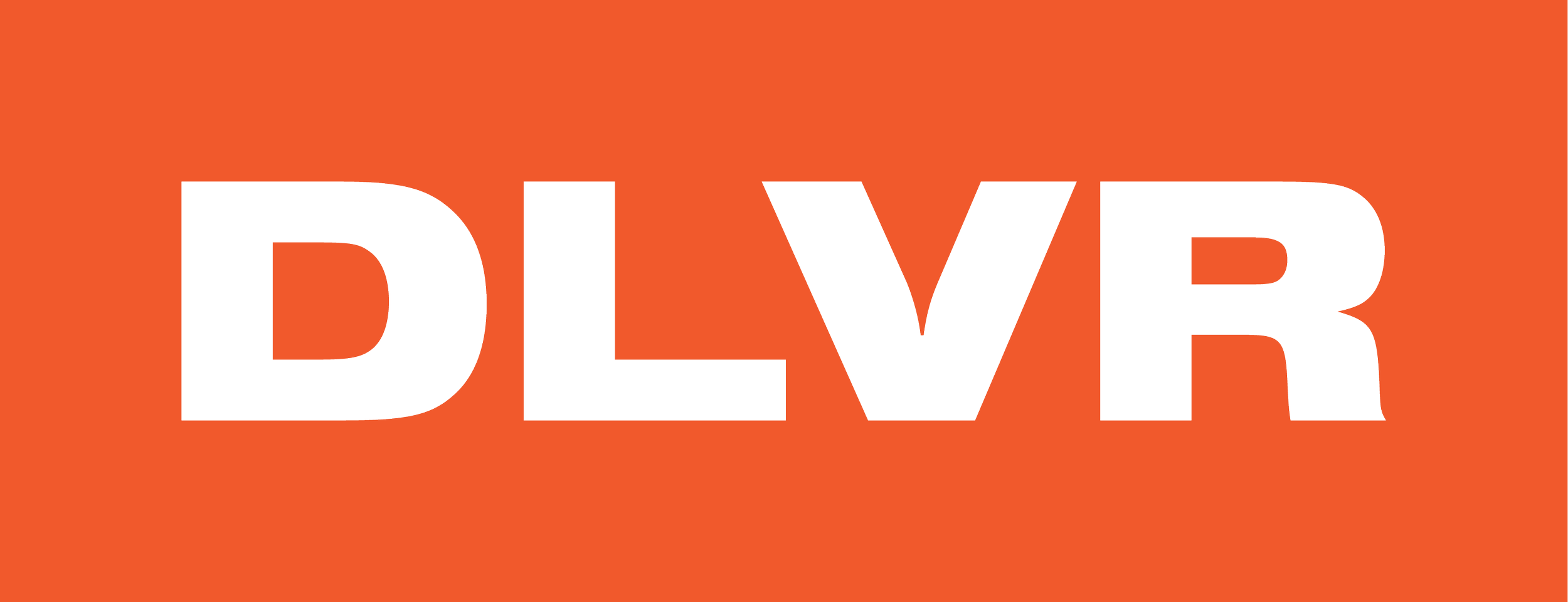 DLVR logo with cream text on an orange background