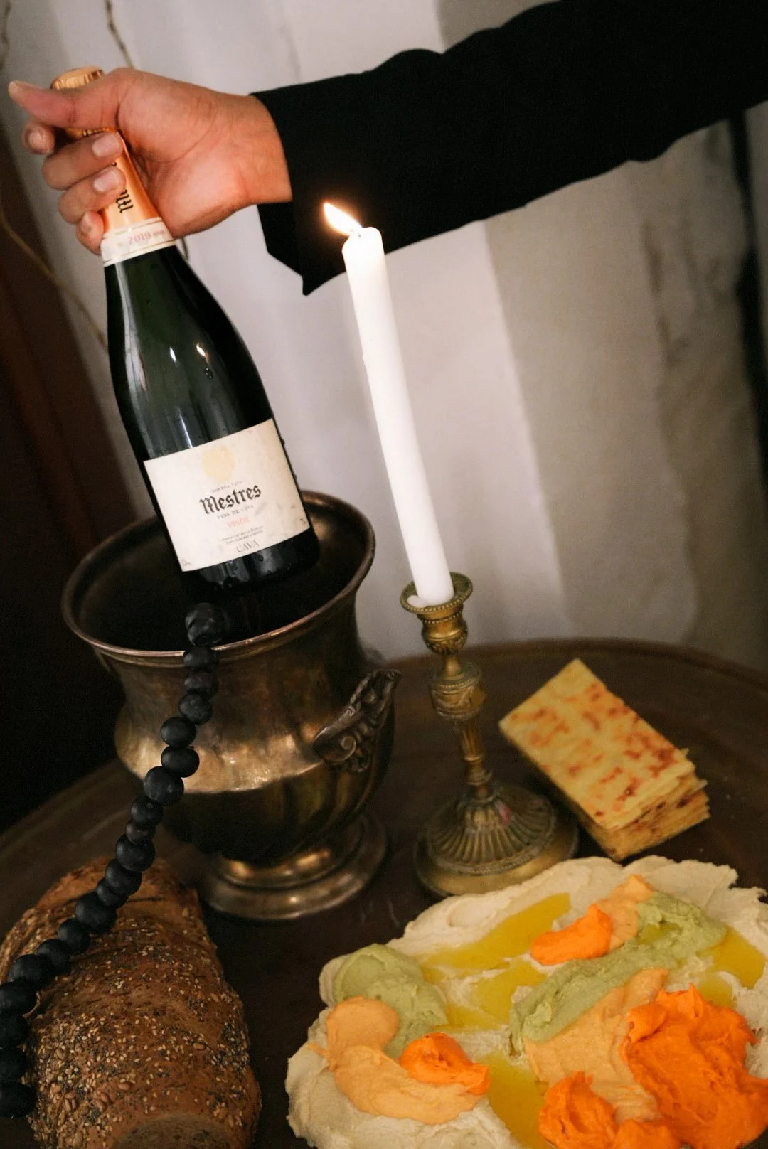 Mestres cava served during an exhibition event at Matiz Gallery in Barcelona.