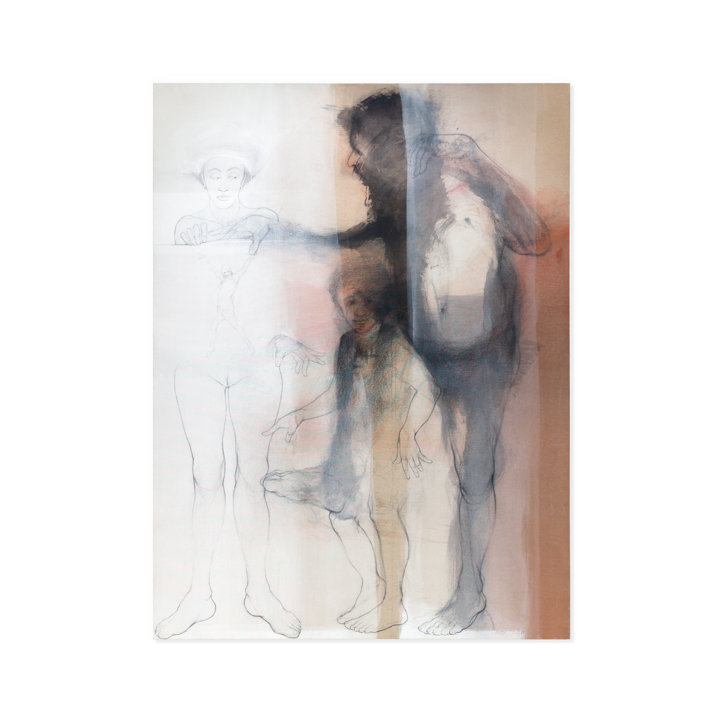 Conquistando Libertades II by Rafael Dussan, with a woman on the left, a child in the centre and a man on the right.