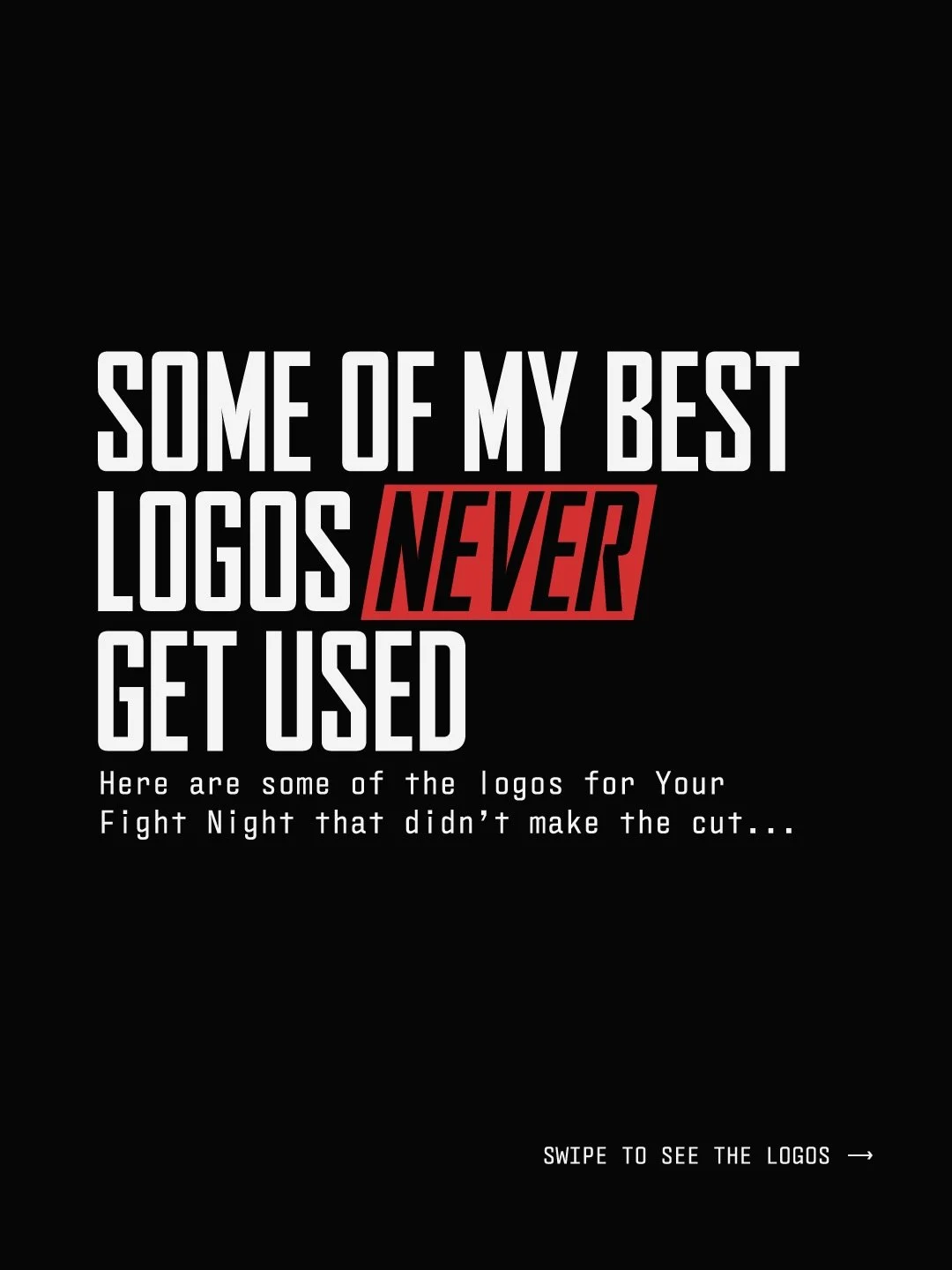 Not every logo you design makes it to the finish line. 🏁

These were some of my favourite directions for Your Fight Night &mdash; but they didn&rsquo;t get chosen.

And that&rsquo;s the job.

Good design isn&rsquo;t about picking what you like most.