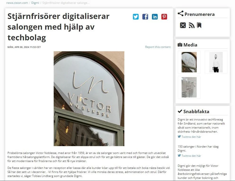 Pressrelease: Stjärnfrisörer digitaliserar salongen med hjälp av techbolag