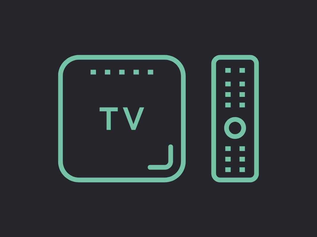 En ikon av en TV och en TV-fjärrkontroll.