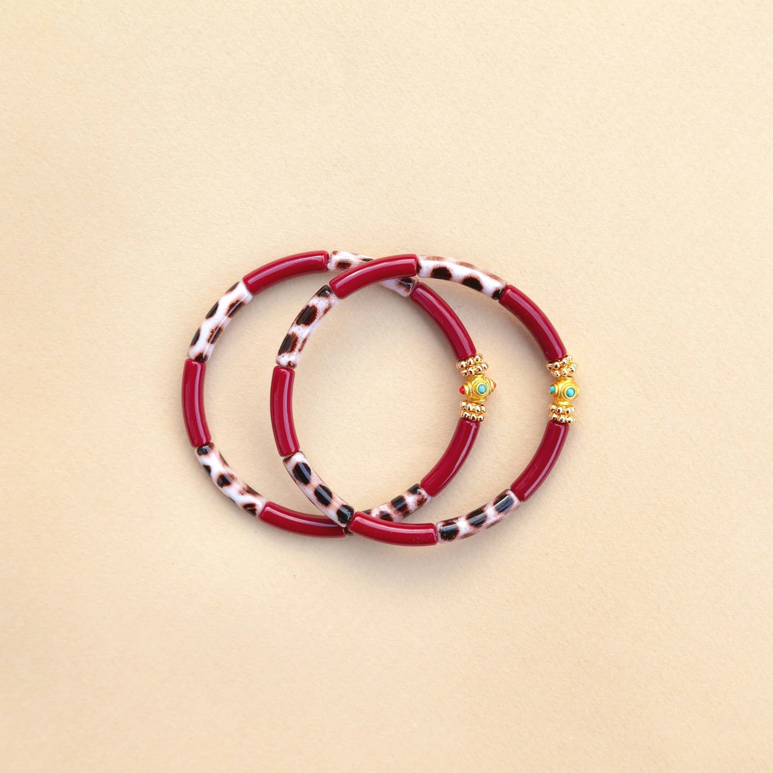 Duo Mini Léo Mix Bordeaux - 2 bracelets - NEW !