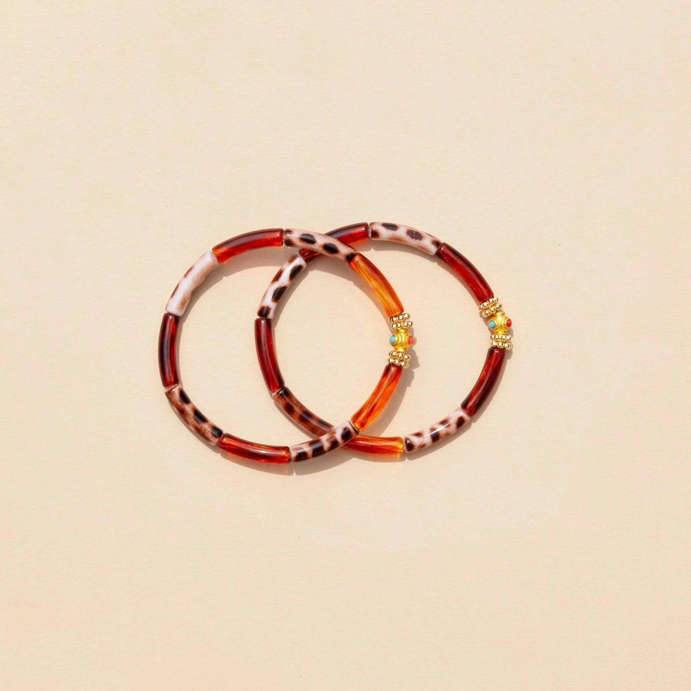 Duo Mini Léo Mix Brown - 2 bracelets