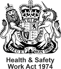 The UK Royal Coat of Arms with the slogan 'Health & Safety Work Act 1974' below it.