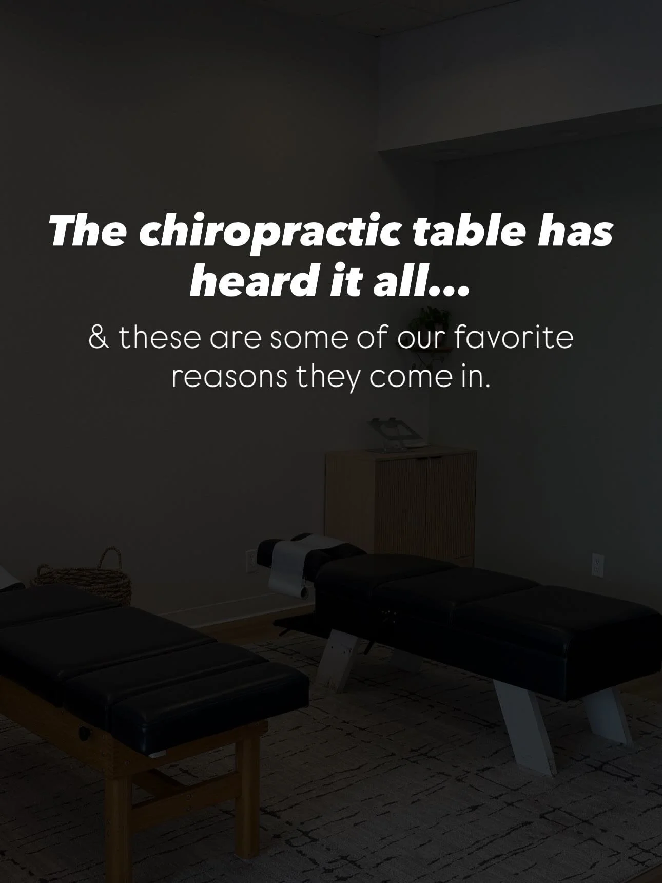 People come to our office for all kinds of reasons. 

To sleep better.
To have more energy.
To get back to doing what they love.
To prepare for pregnancy.
To keep up with their kids.
To feel like themselves again.

The truth is, chiropractic care isn