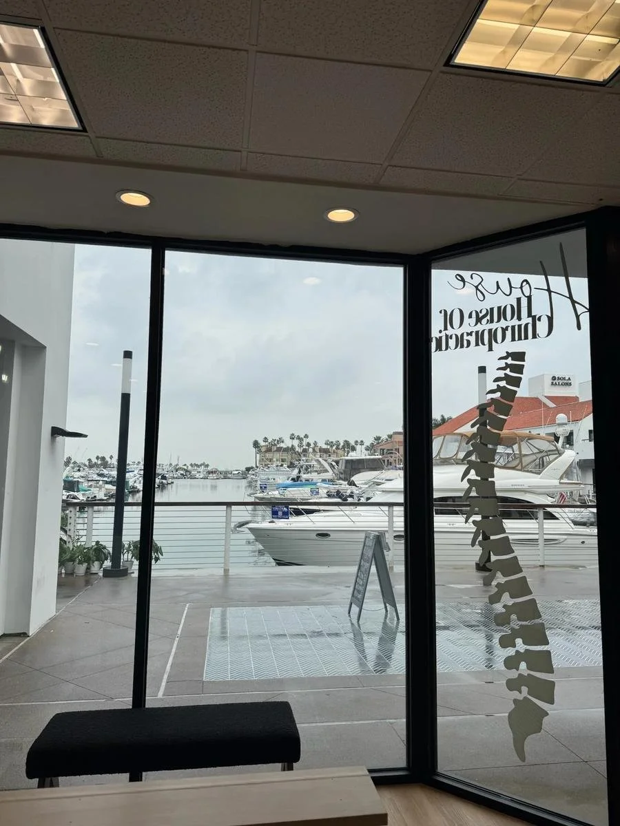 House of Chiropractic entrance with spine decal, serving Garden Grove