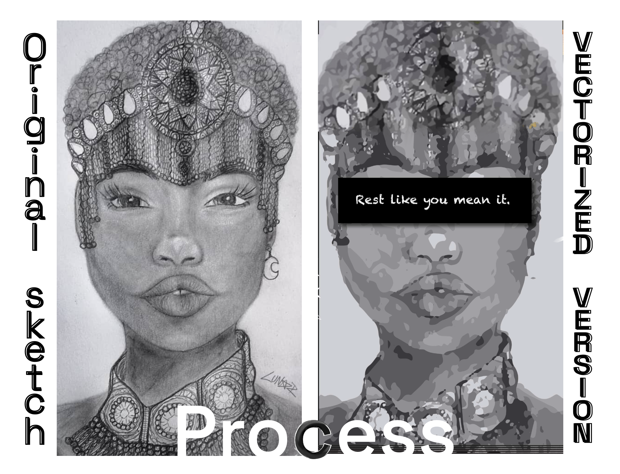 Process, original sketch scanned and vectorized.