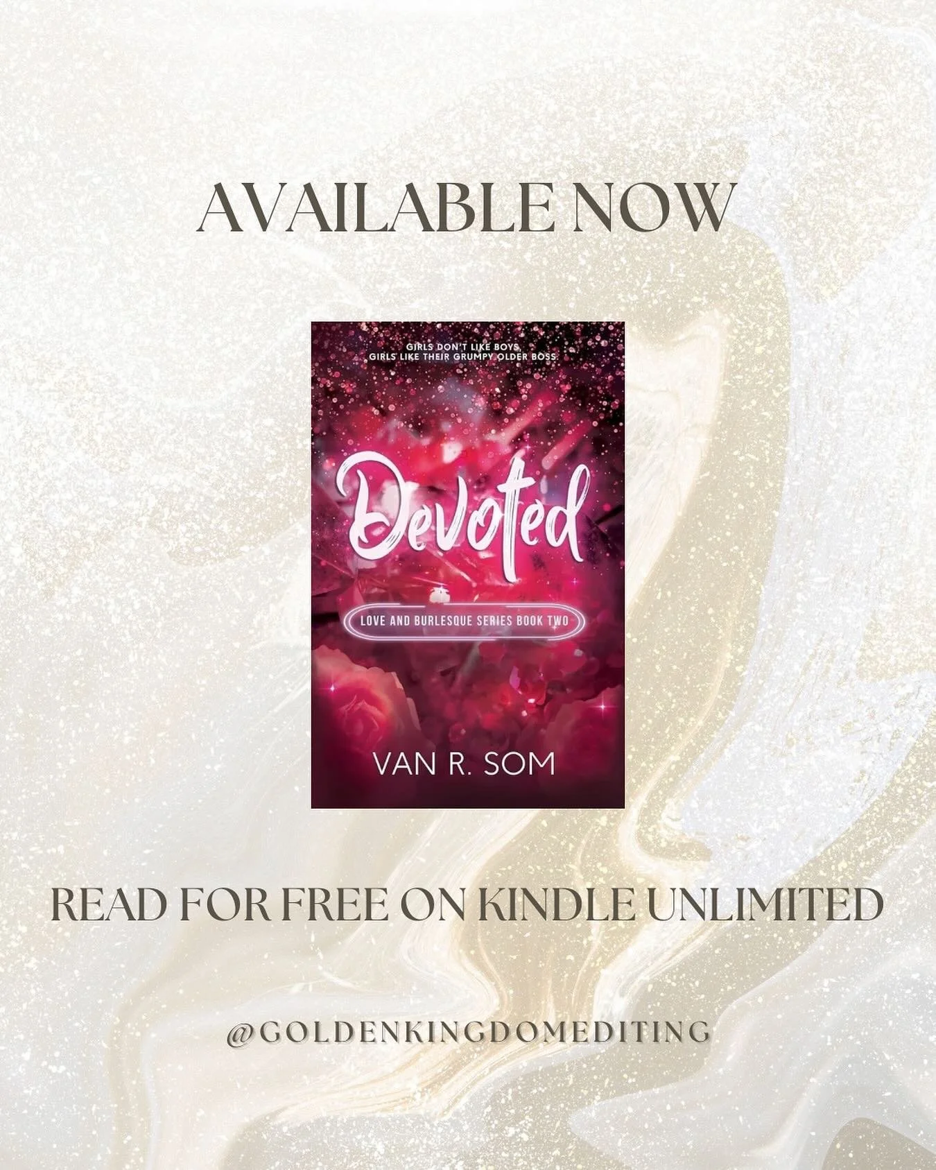 Happy release day @vanrsomauthor !🌹👨🏻

I had a blast editing this spicy rom-com set in a burlesque club. Thank you Van for trusting me to make your story shine. Devoted is out today and available on Kindle Unlimited. If you enjoy age gaps, &quot;h
