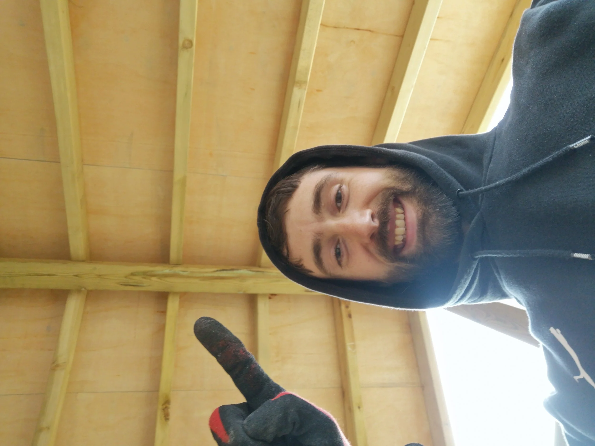 Gable roof rafter and boarding