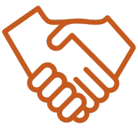 Outline of two hands shaking