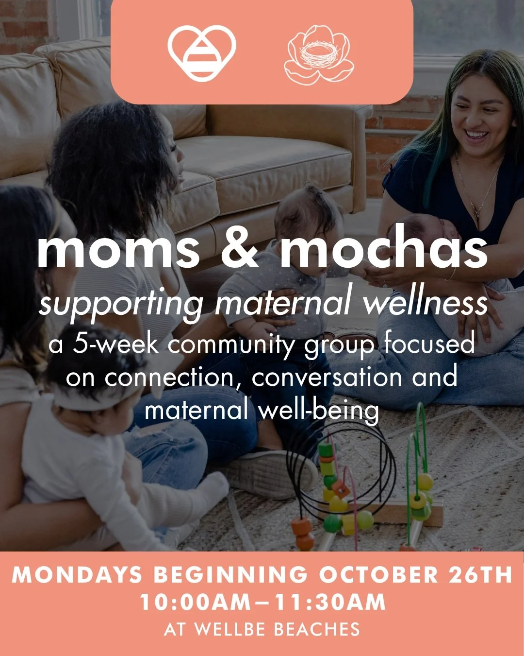 hey mama, this one&rsquo;s for you ☕💛

our next moms &amp; mochas 5-week series is coming to wellbe beaches in partnership with @nestandbloommomvillage - a space for you to slow down, connect + talk about the real stuff that comes with motherhood. l