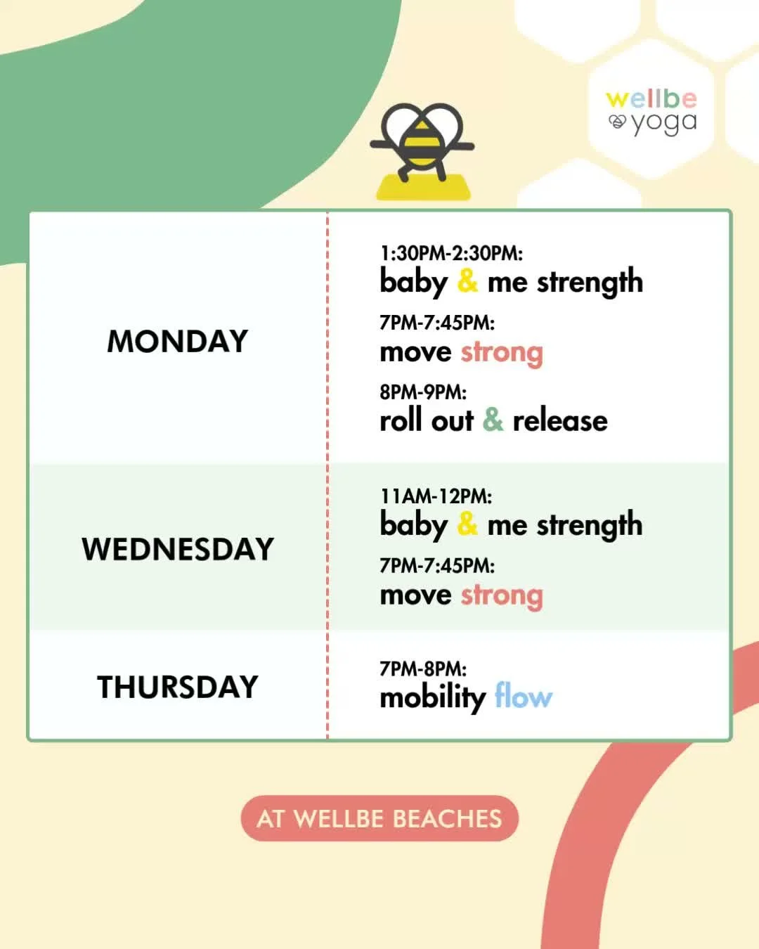 stay warm + keep moving with us this fall 🍂🧘&zwj;

we&rsquo;ve got another 6 weeks of wellbe yoga coming your way at wellbe beaches, with classes to help you build strength, improve mobility, slow things down + make a little time for yourself. swip