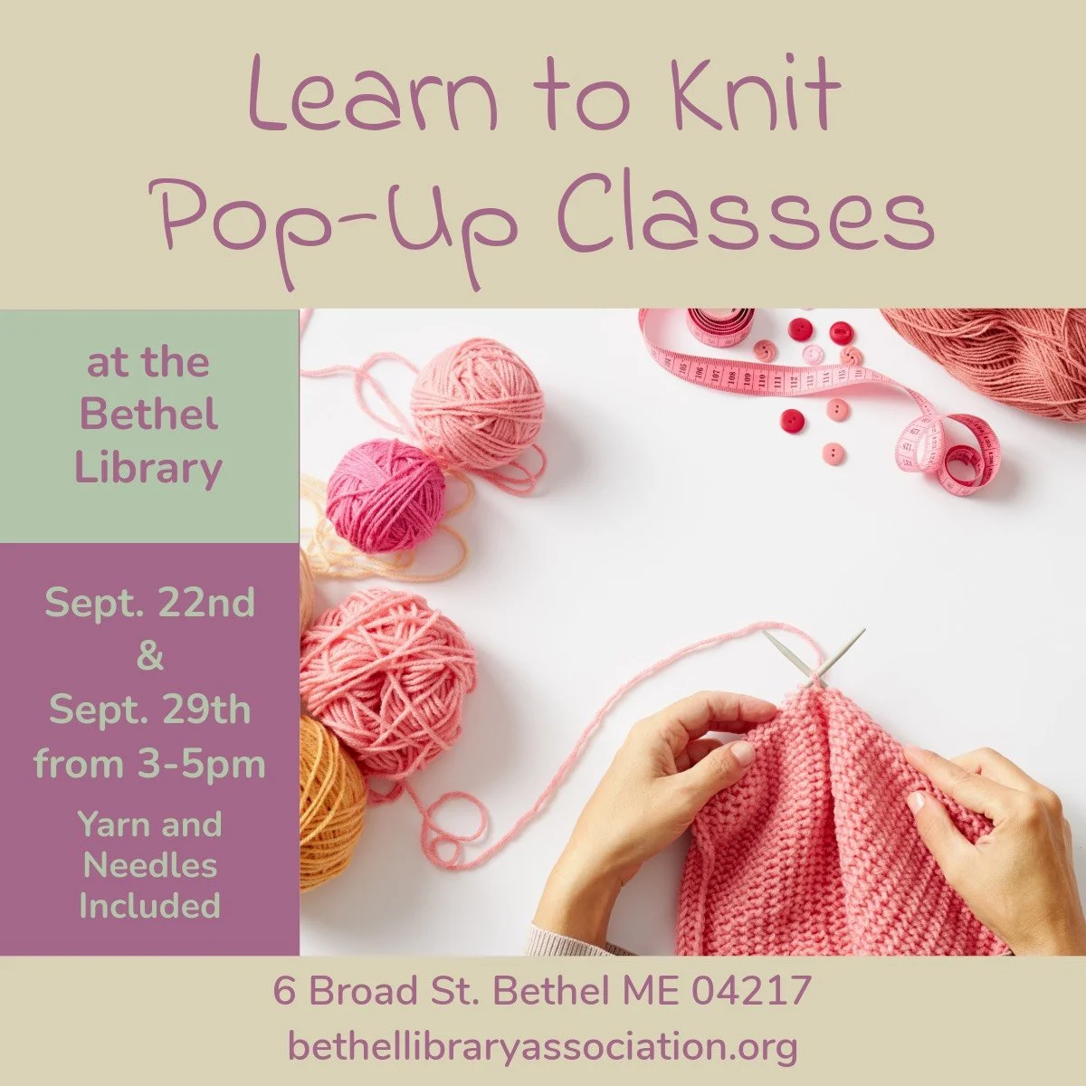 Learn to Knit Pop Up Class