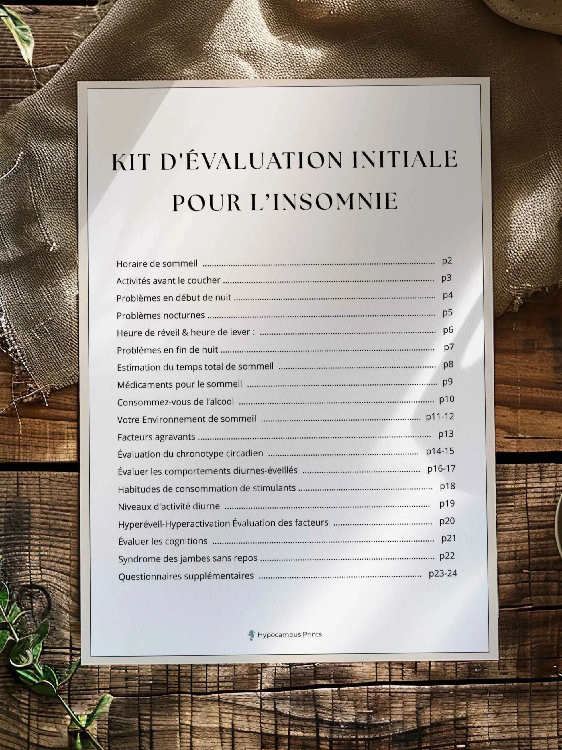 Insomnie – Questionnaires et Suivi du Sommeil