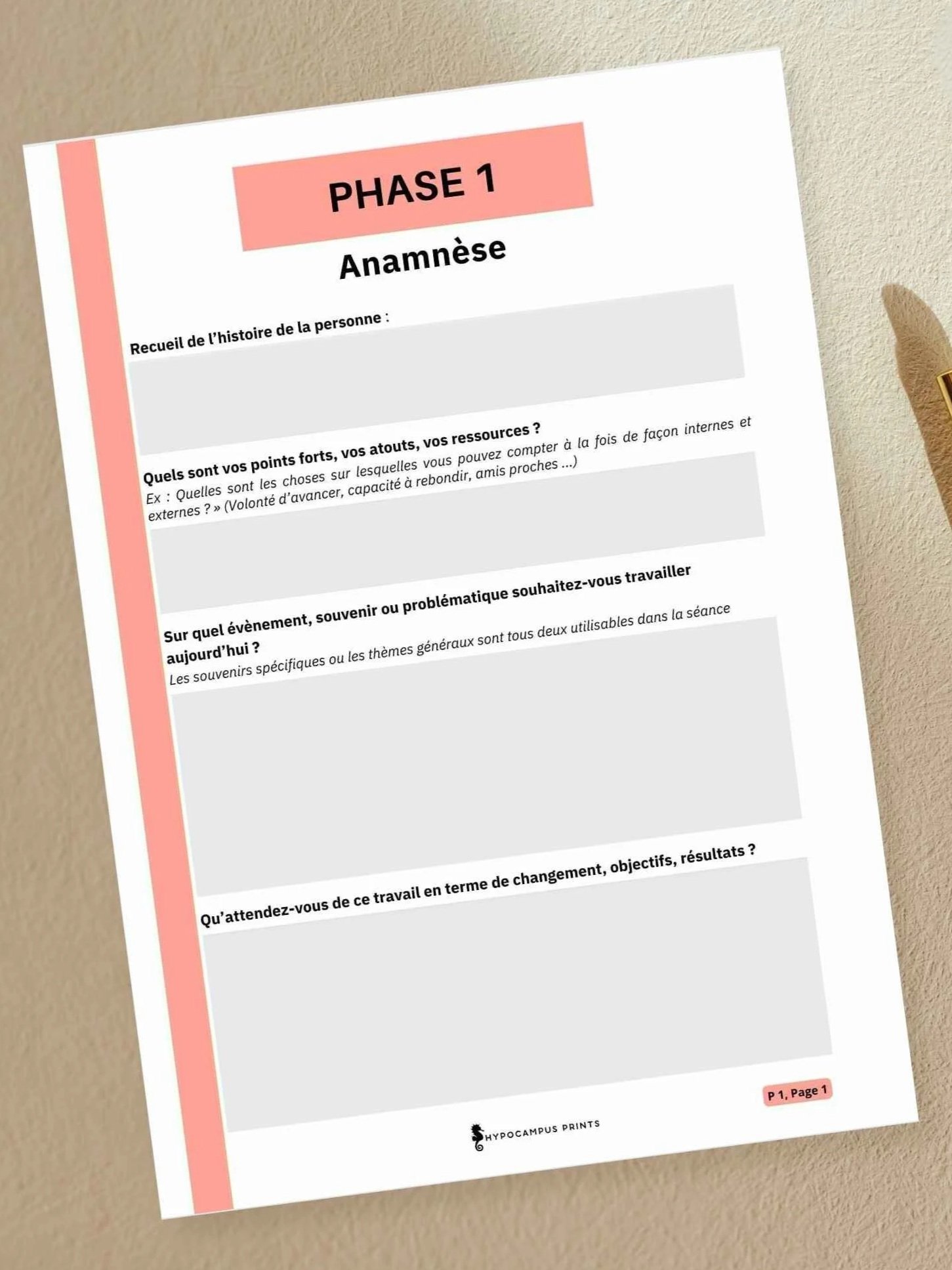 Kit EMDR pour psychologues – Fiche d'anamnèse