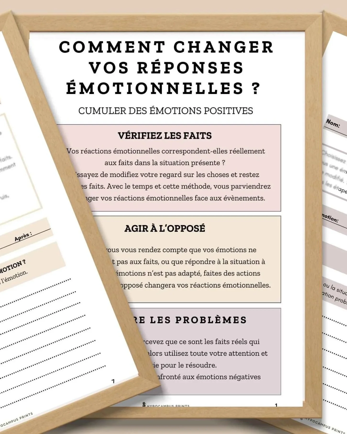 Thérapie TCD – Feuilles de Travail pour changer ses réponses émotionnelles