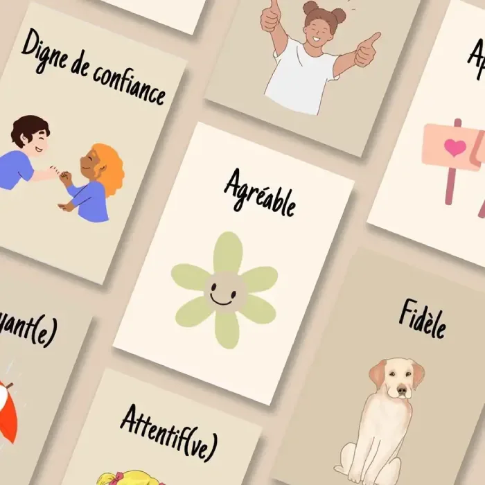 Cartes Flash – Le Jeu des Qualités (beige)