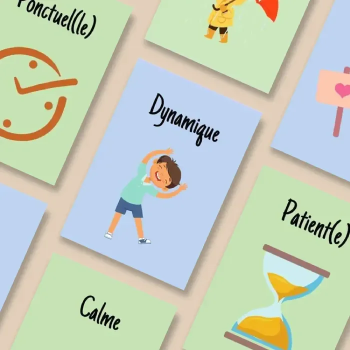 Cartes Flash – Le Jeu des Qualités (bleu-vert)