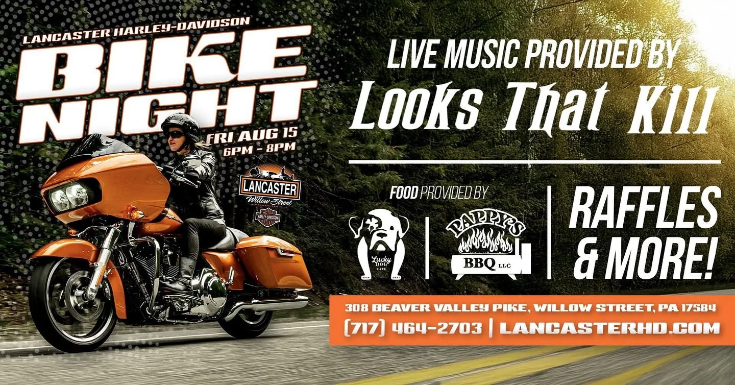 Get Ready for another Motley Bike Night!! Lancaster, PA!  We&rsquo;re coming to Rock The Night from 6-8PM!
Grab your bikes and Let&rsquo;s take a ride on the Wild Side 🤘🔥

#looksthatkillent #motleycruetribute #livemusic #lancasterharley #harleydavi