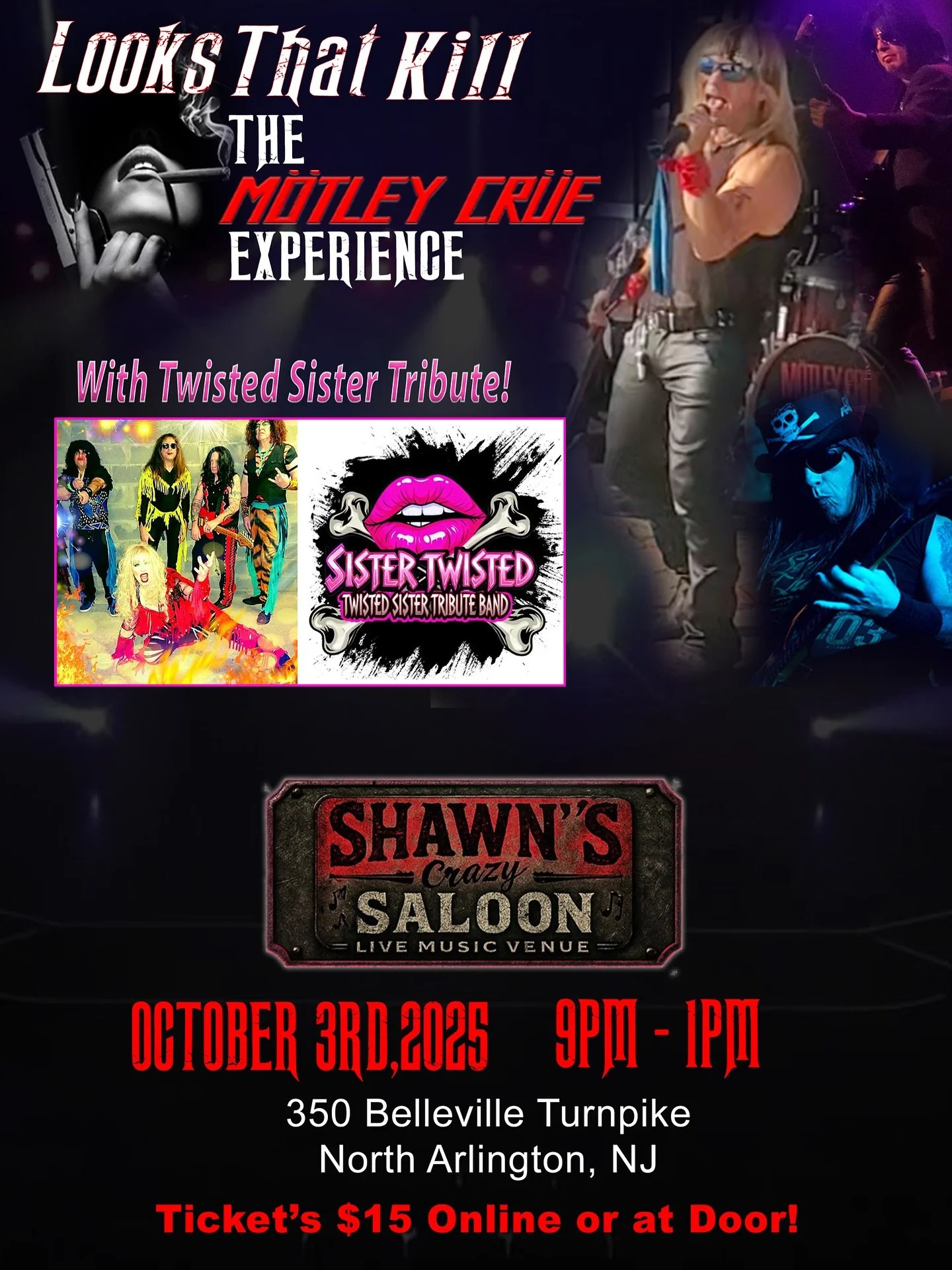 🚨‼️SHOW UPDATE SHAWN&rsquo;S CRAZY SALOON‼️🚨 THIS OCTOBER 3rd!! 9PM @shawnscrazysaloon in North Arlington,NJ!
With Twisted Sister Tribute &ldquo;Sister Twisted&rdquo;  LFG and Rock this joint!!🔥🔥🤘🤘

Playing ALL your favorite Hits and deep cuts 
