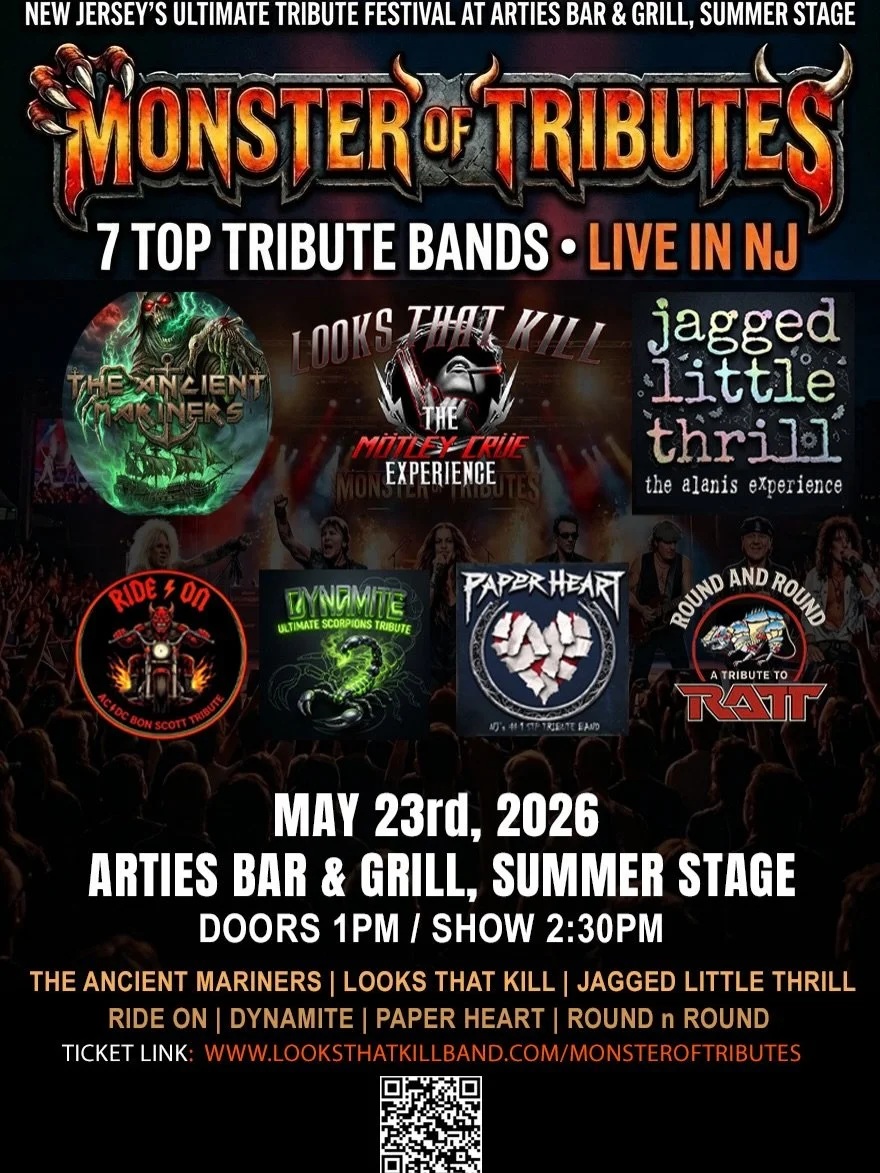 Due to the rain expected tomorrow the Monsters of Tribute will be moving indoors at Artie&rsquo;s but still be rockin all day n night long!!!

START TIME: 3PM  DOORS: 2PM