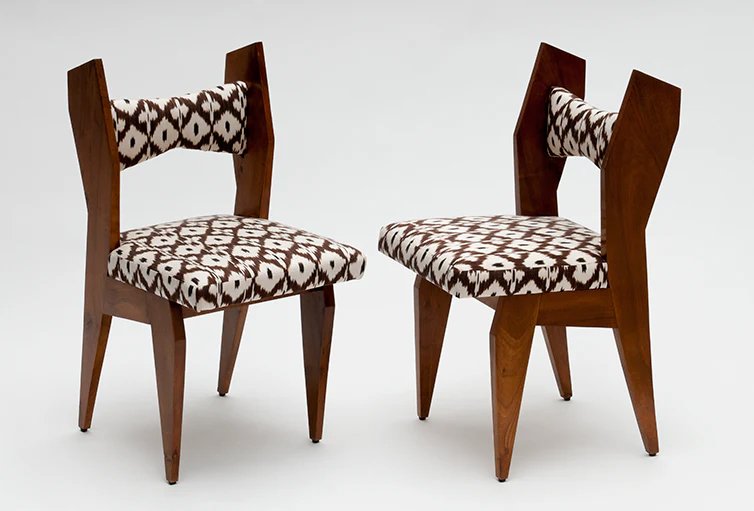 Giovanni Michelucci Chairs in Brown Daphne Ikat