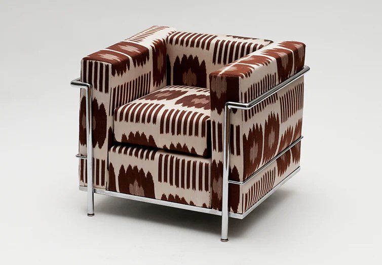 Le Corbusier Armchair in Brown Collins Ikat
