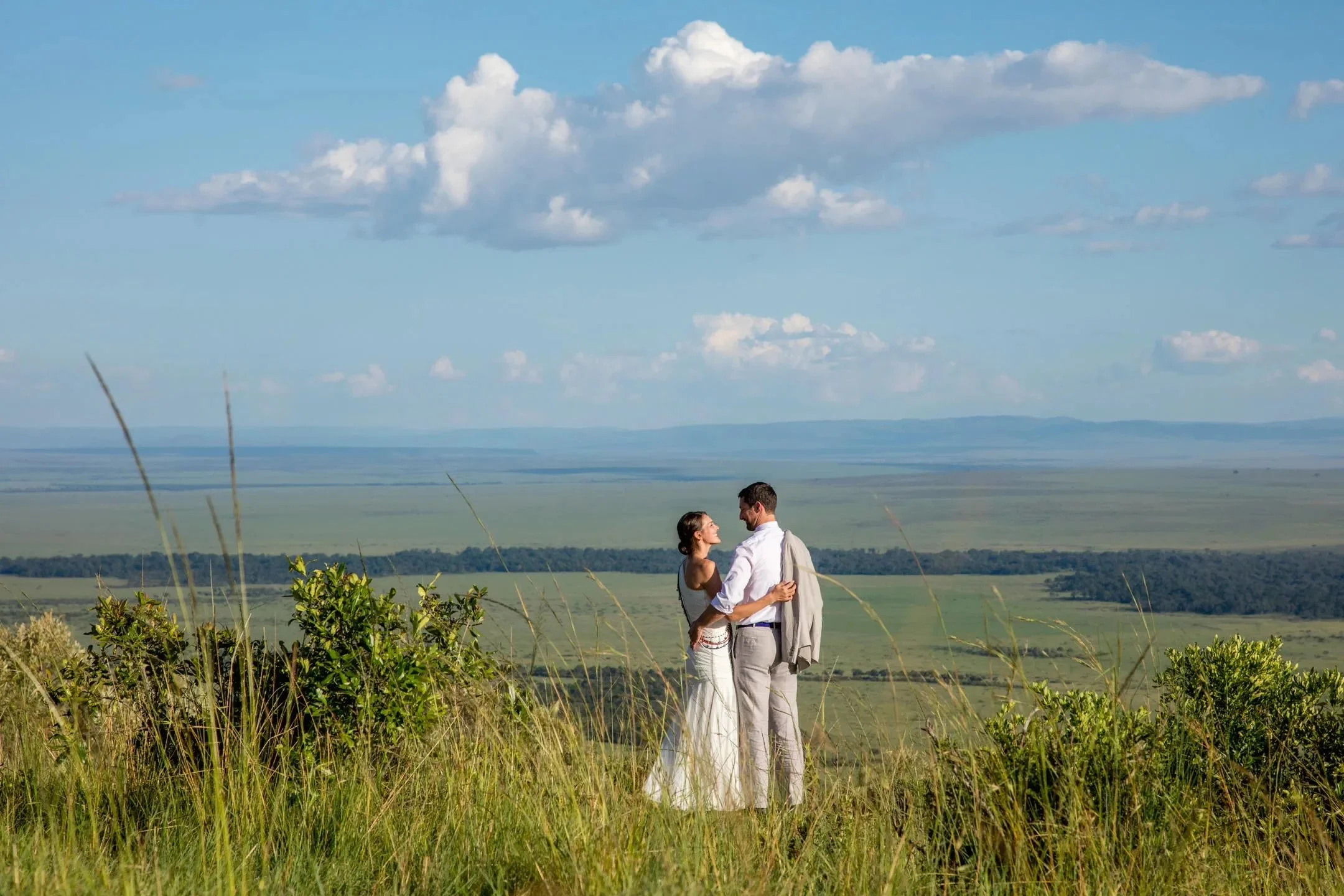 A couple enjoying a romantic moment.