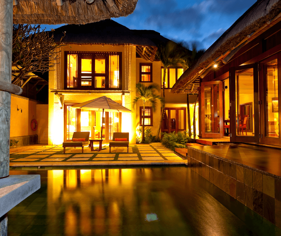 nighttime view of a luxury hotel