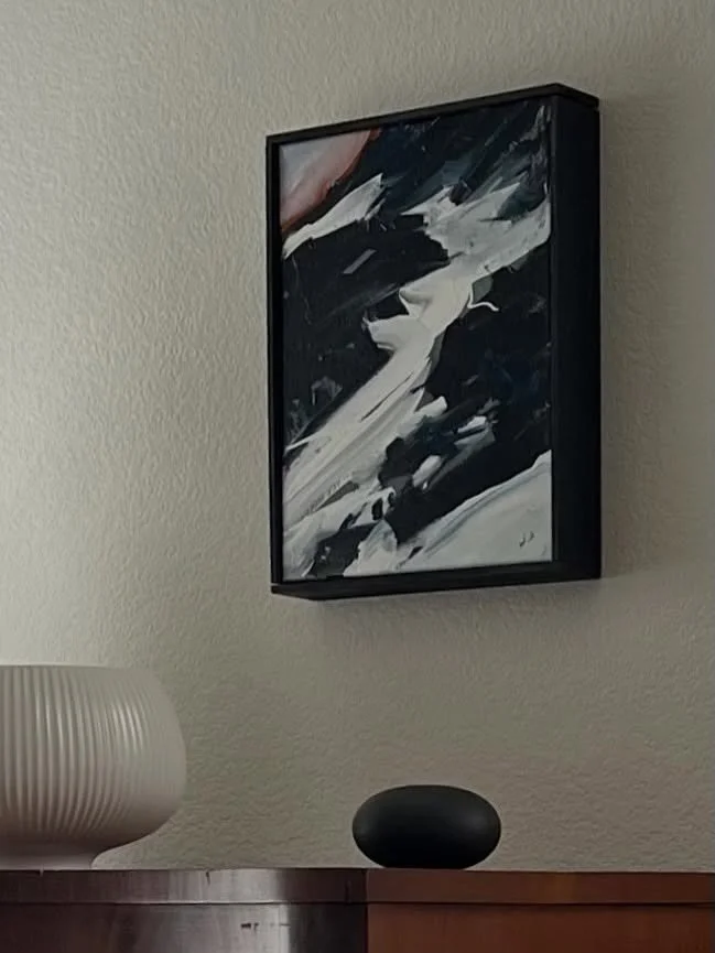 To see the juxtaposition of my strategic, aggressive, chaotic gestures amidst these sophisticated, gentle forms gives me great satisfaction.

Photo posted with permission from collector - Palm Springs, CA.