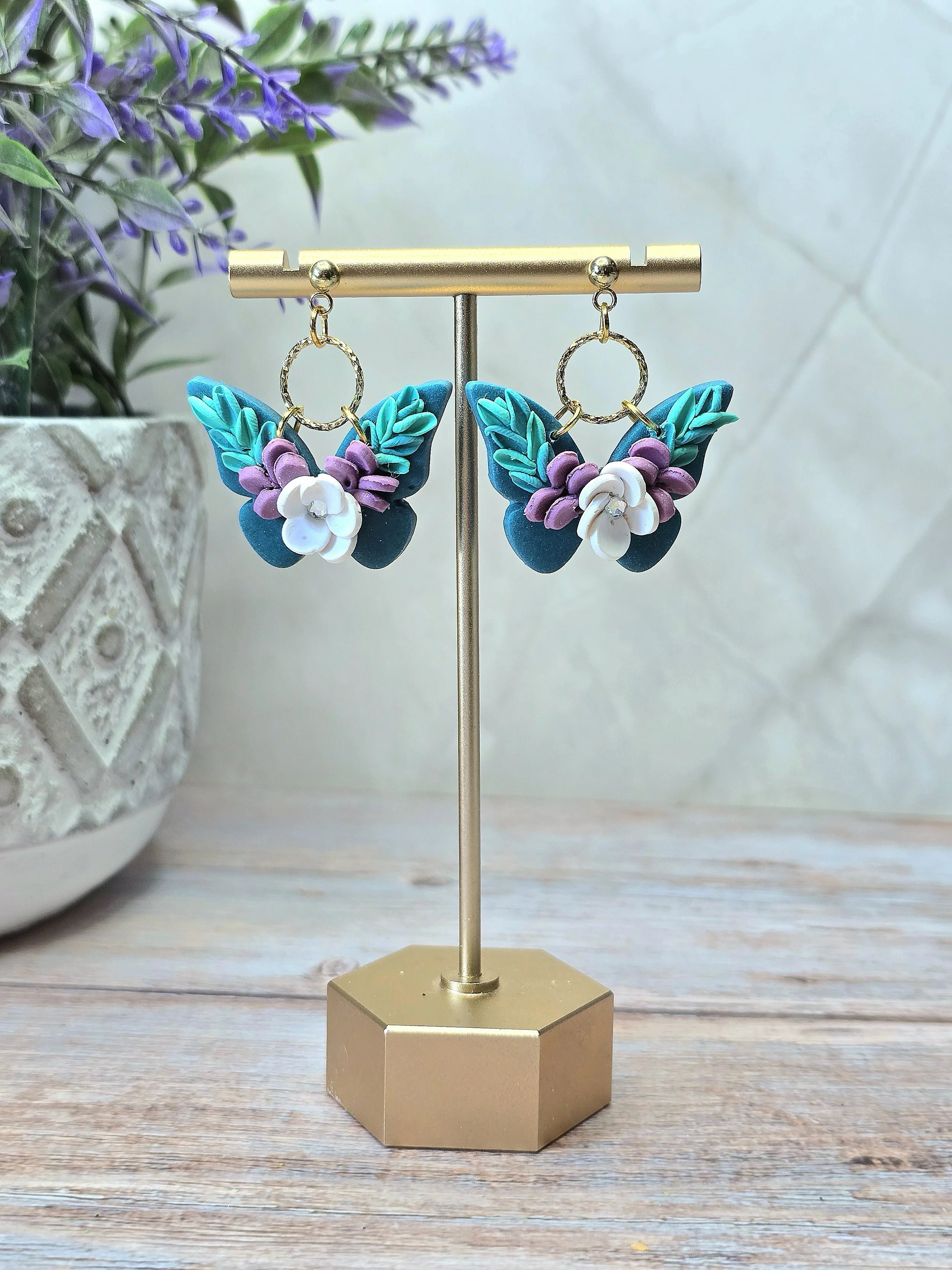 Teal Floral Butterfly