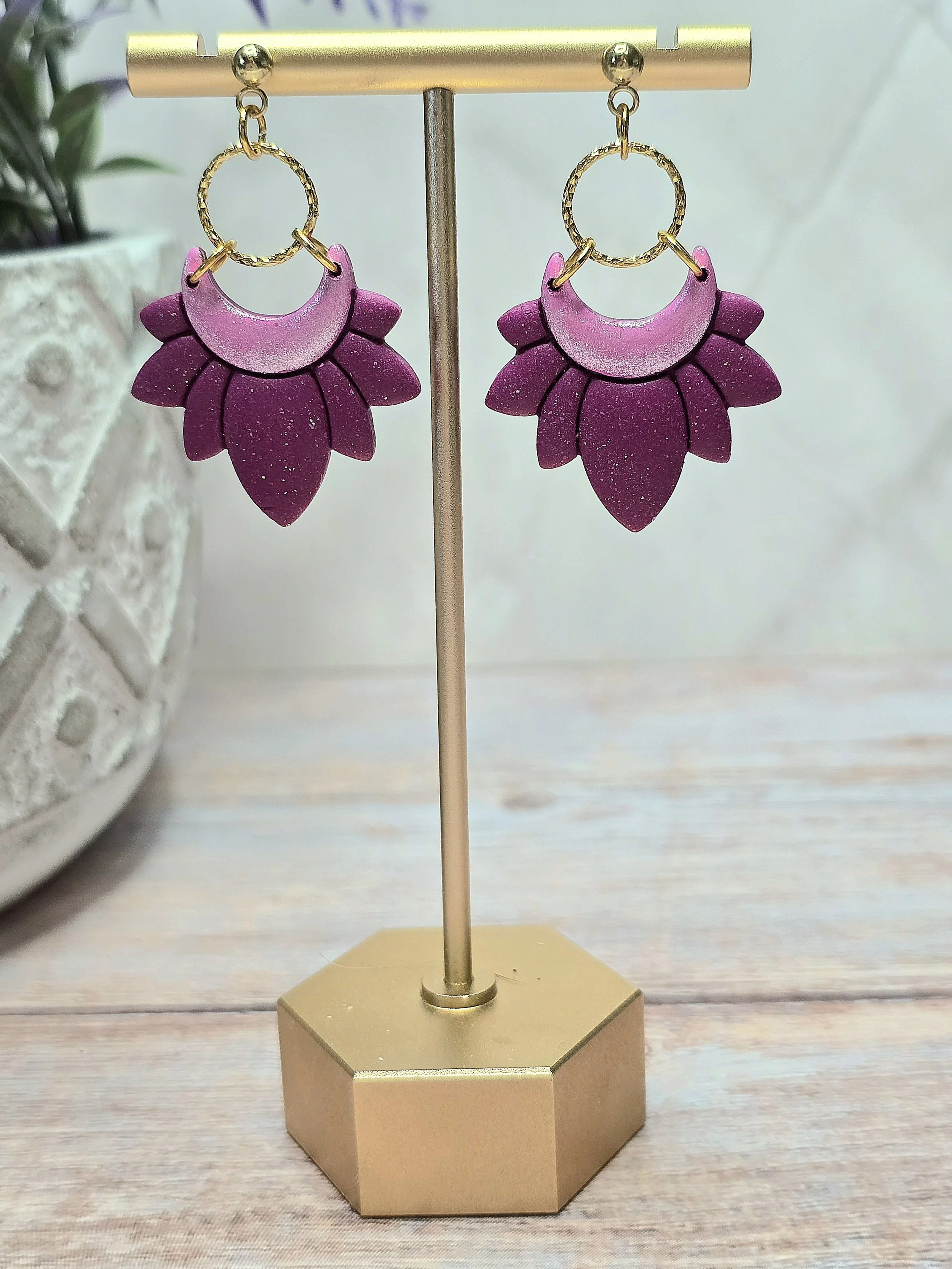 Magenta & Pink Glitter  Dangle