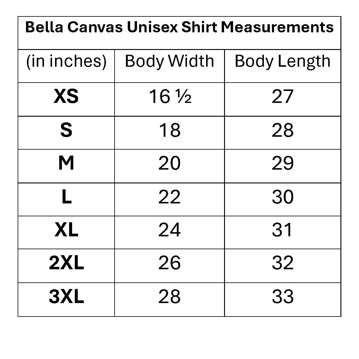 Bella Canvas Unisex Shirt Measurements.jpg