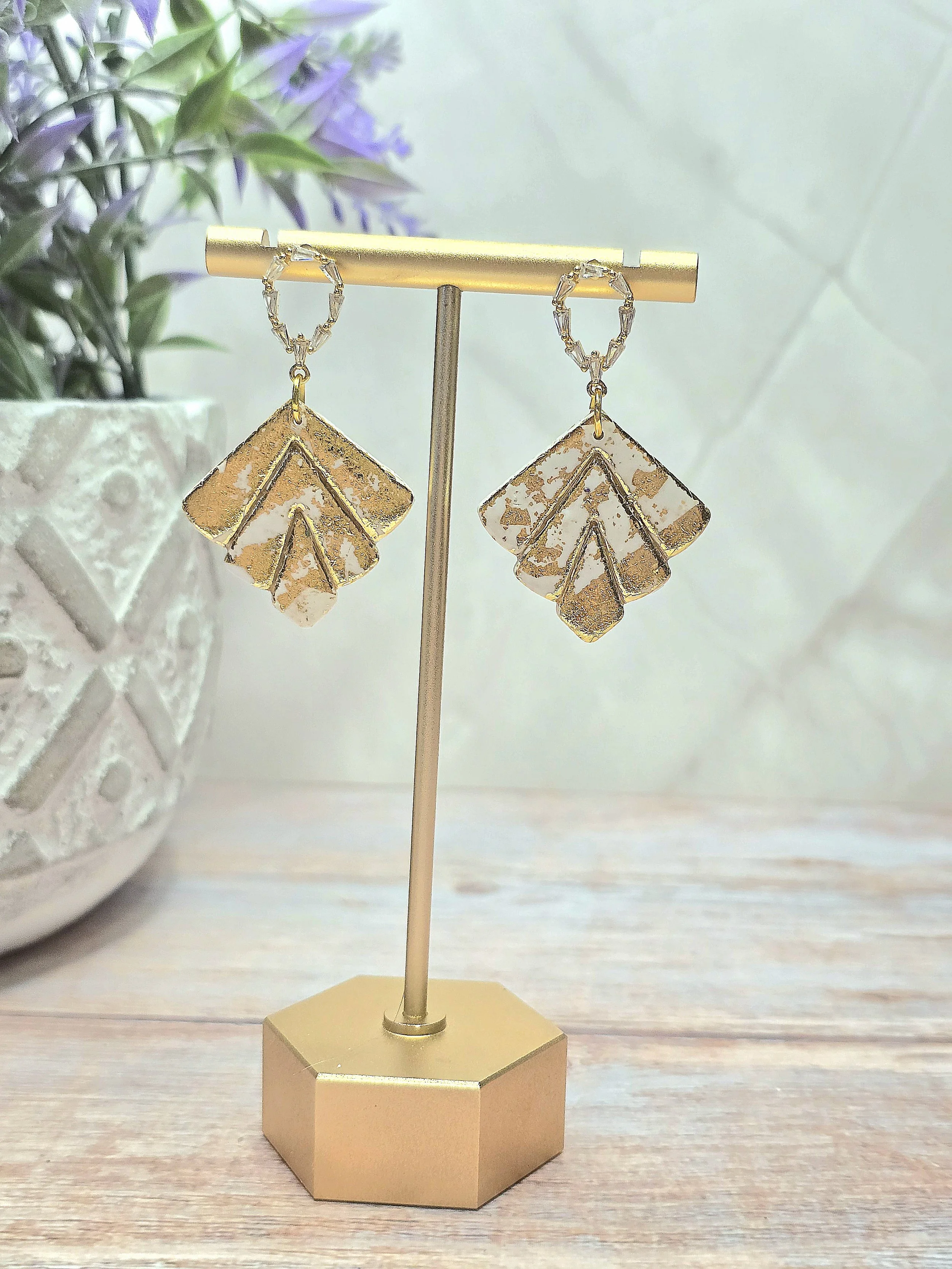 White & Gold foil Dangles
