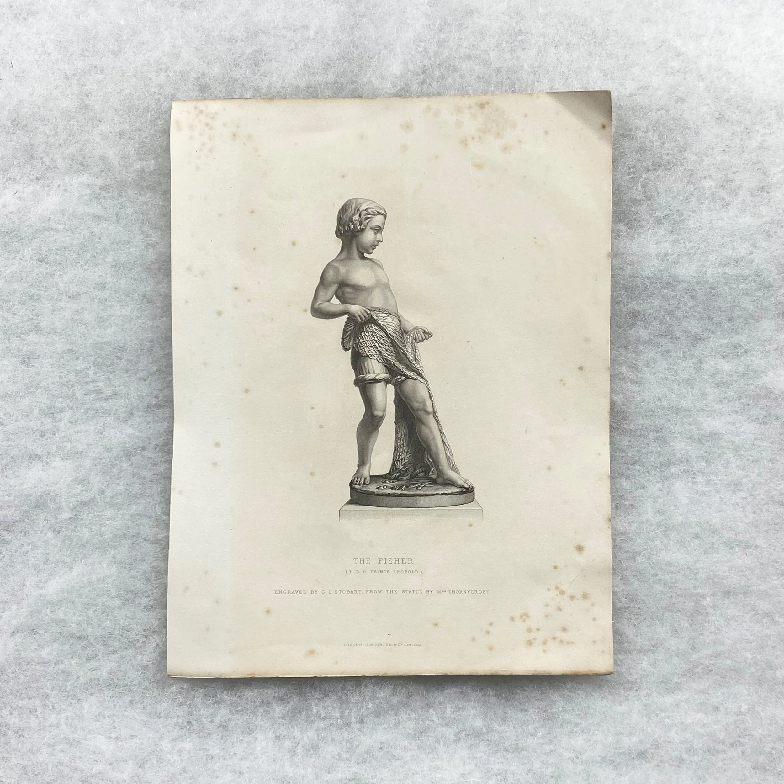  GAY object 024  Engraving by G.I. Stodart of a statue by Mary Thornycroft depicting H.R.H. Prince Leopold as 'The Fisher' 
