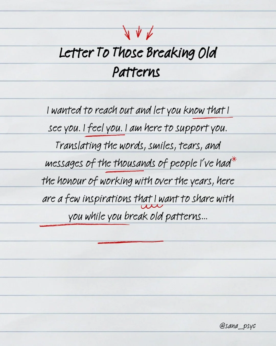 Our therapists took some time recently to write letters. 

To who, you might be wondering? 

To you! 

Our audience, viewers, community and fellow humans who are doing their best to navigate life as their best selves. 

This letter is about breaking 