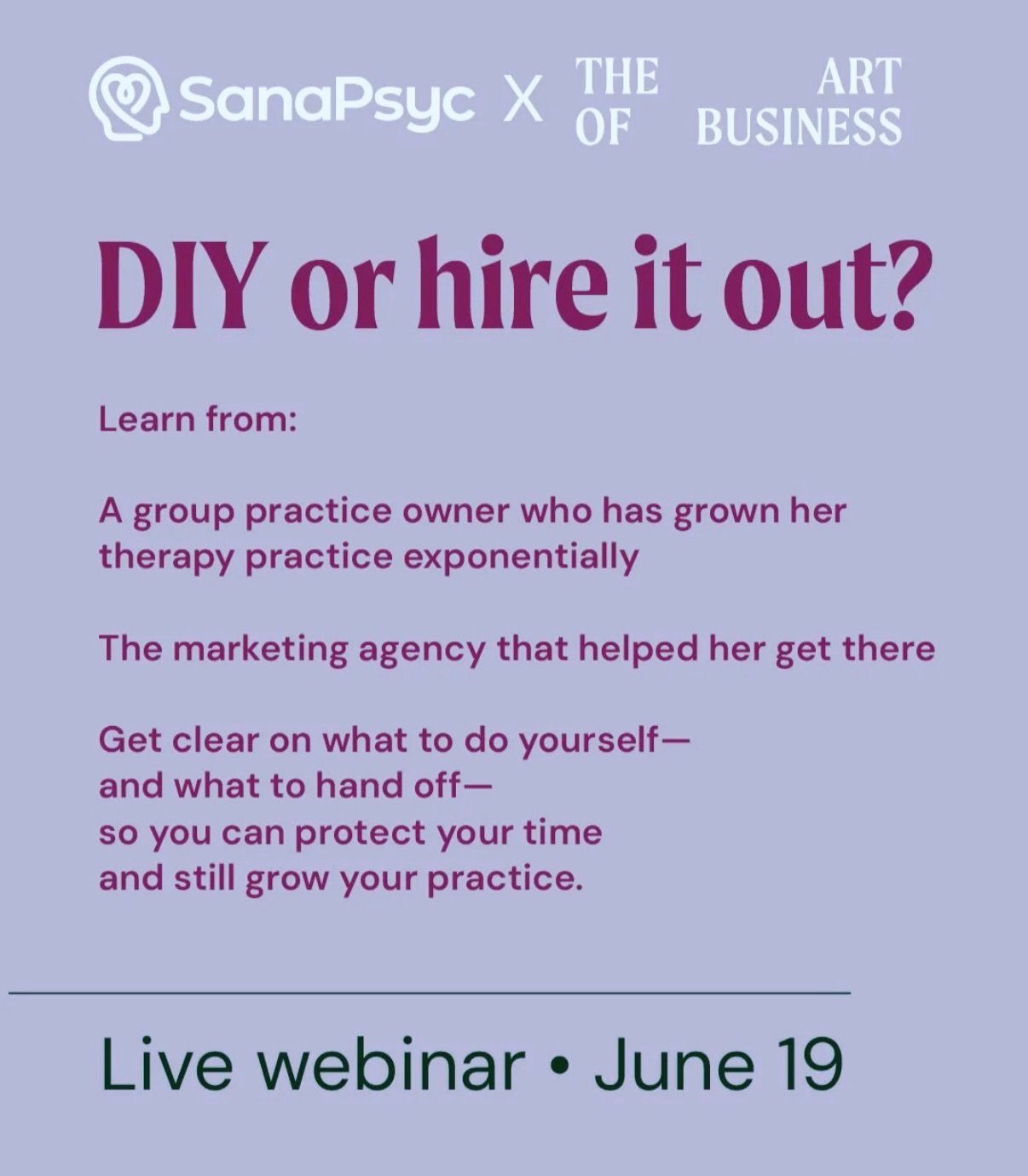 Amanda from @theartofb.ca and I are going LIVE with this webinar on less than 2 weeks! 

This webinar is for anyone already in or considering private practice to learn the to dos and (not to dos) of marketing. 

If you&rsquo;re like me, you are netwo