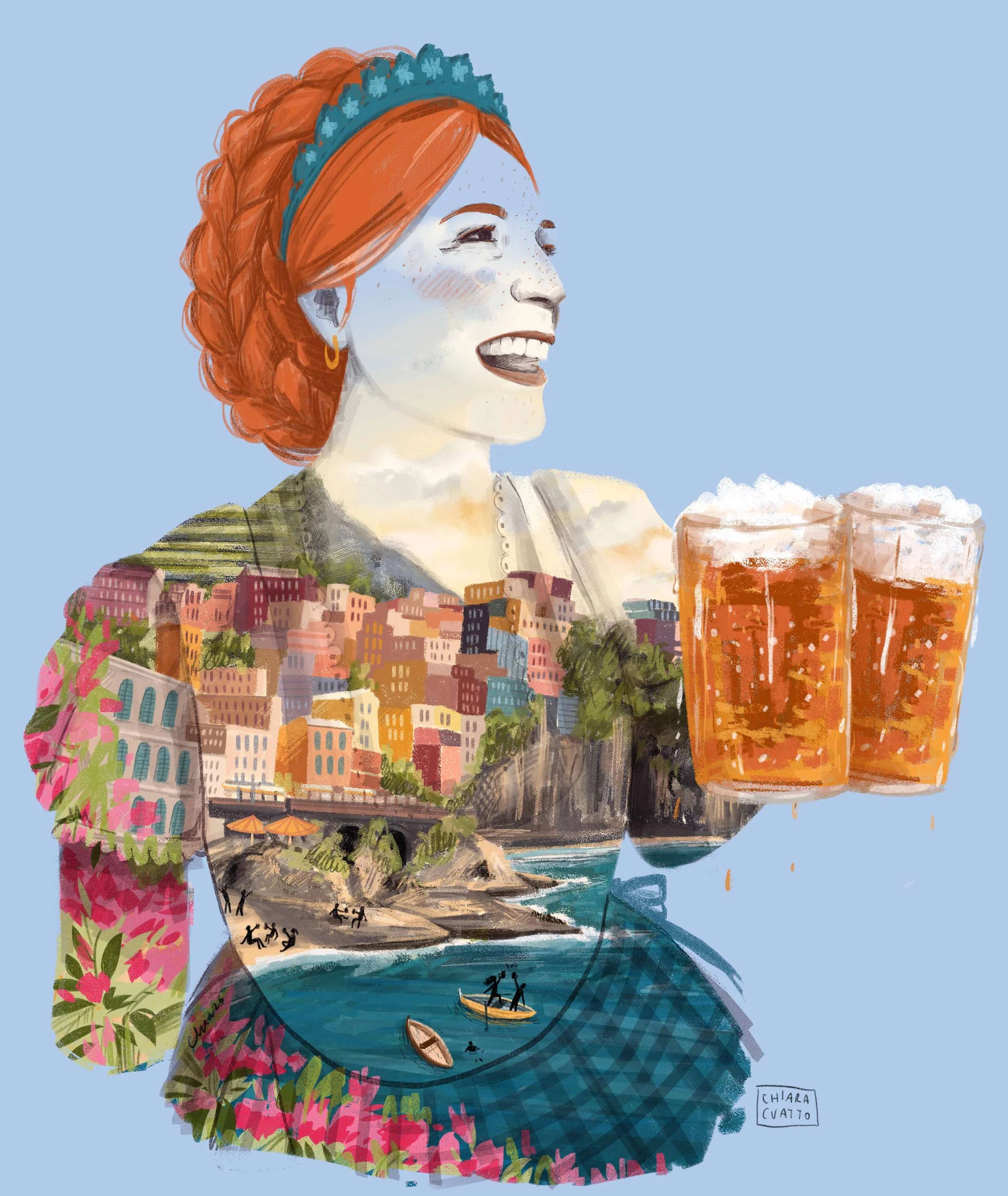 Illustrazione digitale per partecipare al concorso per il manifesto dell'octoberfest di Genova