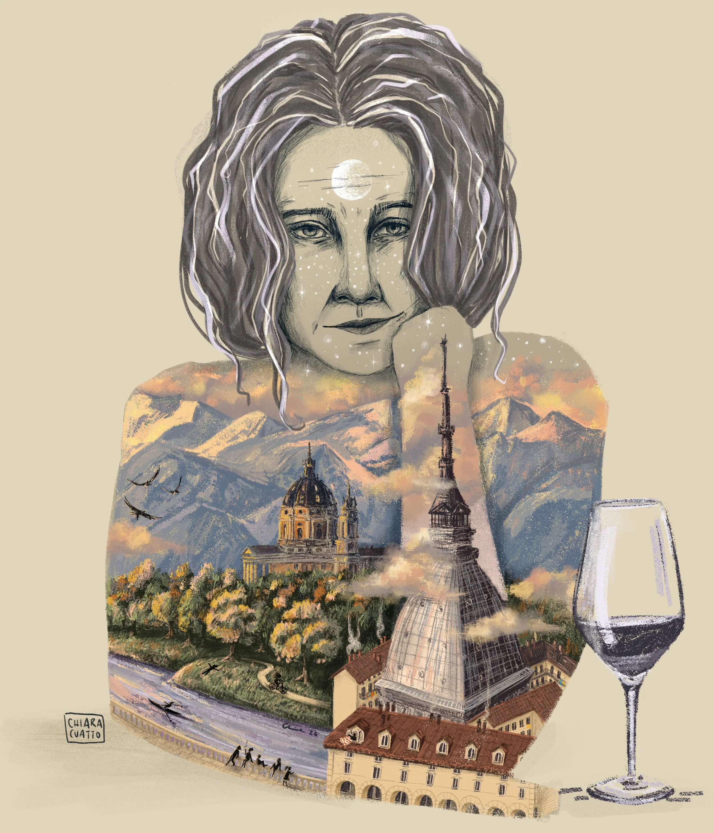 Illustrazione digitale raffigurante Torino