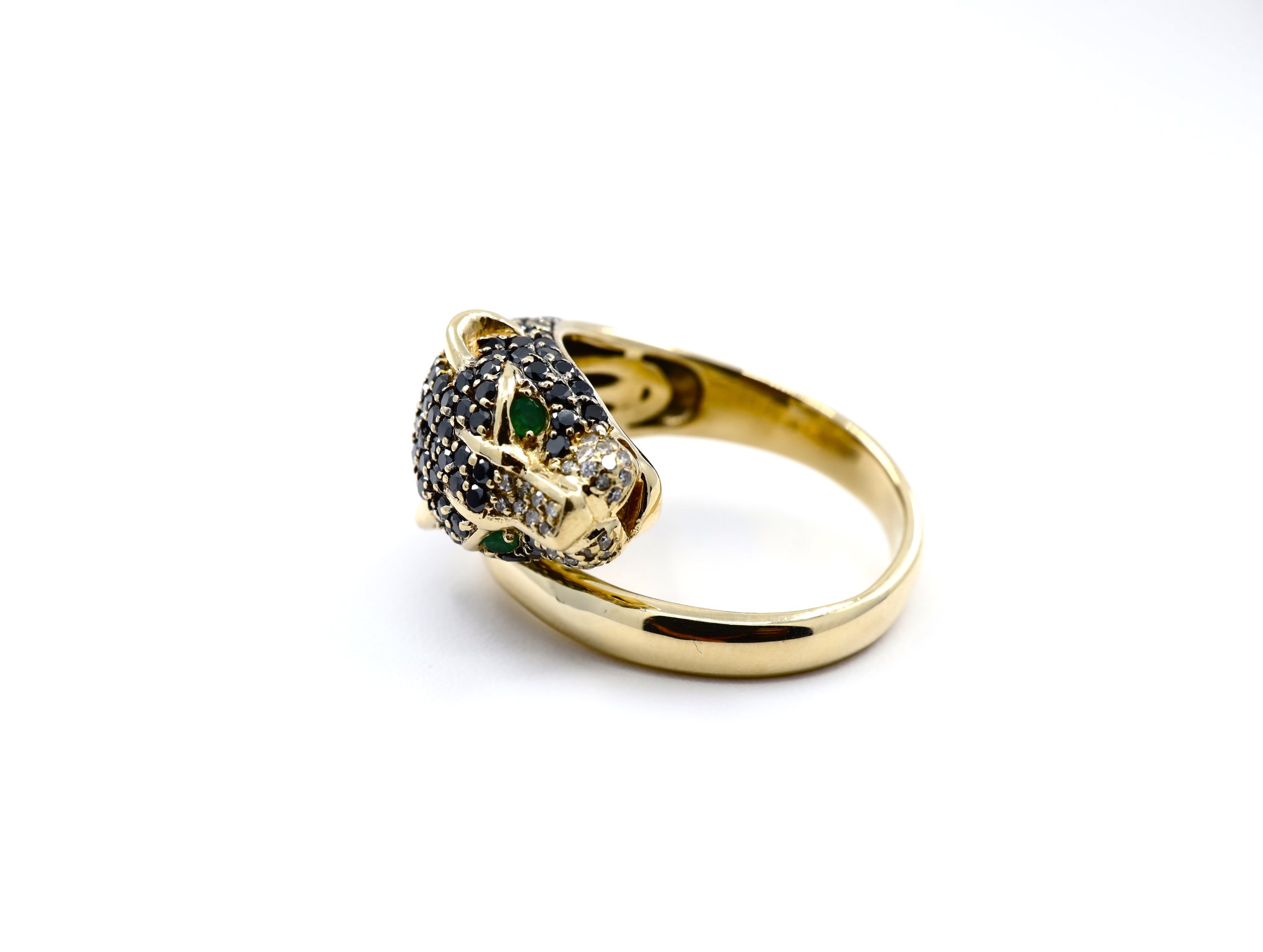 Signature Effy 14kt Yellow Gold Natural Diamond and Emerald Panther Ring 1.8Ctw